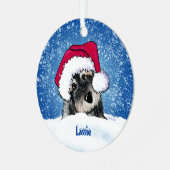 KiniArt Schnauzer Kerstmetaal Ornament (Voorkant links)