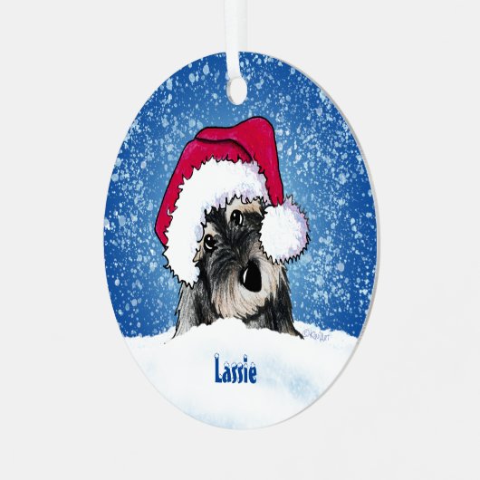 KiniArt Schnauzer Kerstmetaal Ornament (Voorkant links)
