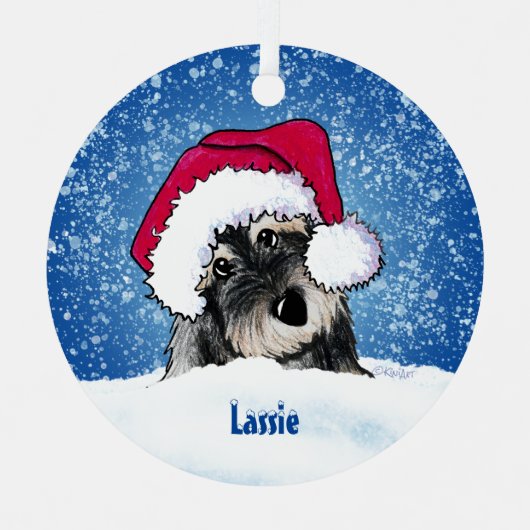 KiniArt Schnauzer Kerstmetaal Ornament (Voorkant)