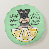 KiniArt Schnauzer Life Lemons Accent Pillow Rond Kussen (Achterkant)