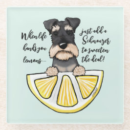 KiniArt Schnauzer Life Lemons Glass Onderzetter