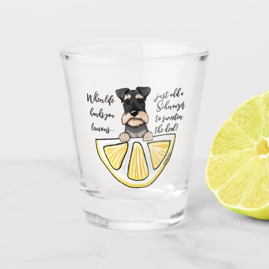 KiniArt Schnauzer Life Lemons Shot Glass Shot Glas (Voorkant)
