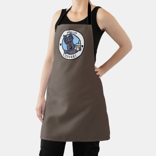 KiniArt Scotti Terrier Coffee All-Over Print Apron Schort (Insitu)