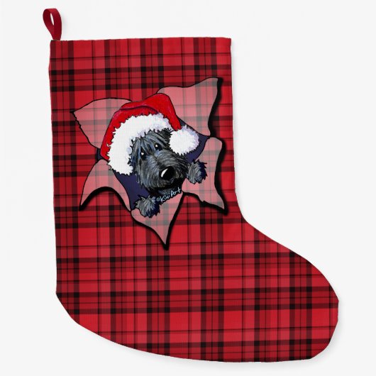 KiniArt Scottie BLAST Kerstmis stoppen Grote Kerstsok (Voorkant)