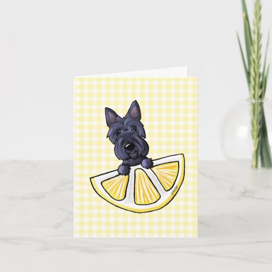 KiniArt Scottie Lemon Cream Gingham Bedankkaart (Voorkant)