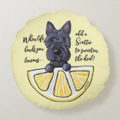 KiniArt Scottie Life Lemons Accent Pillow Rond Kussen (Achterkant)