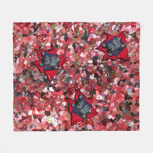 KiniArt Scottie Red Abstract Fleece Deken (Voorkant (Horizontaal))