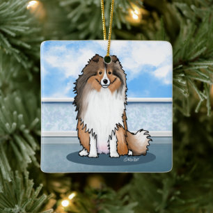 KiniArt Sheltie Square Wall Clock Keramisch Ornament