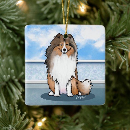 KiniArt Sheltie Square Wall Clock Keramisch Ornament (Boom)