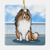 KiniArt Sheltie Square Wall Clock Keramisch Ornament (Voorkant)