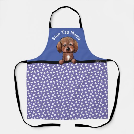 KiniArt Shih Tzu All-Over Print Apron Schort (Voorkant)