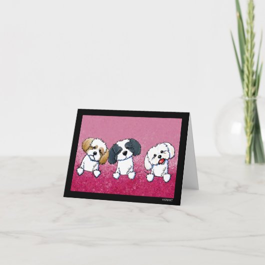 KiniArt Shih Tzu Trio Bedankkaart (Voorkant)