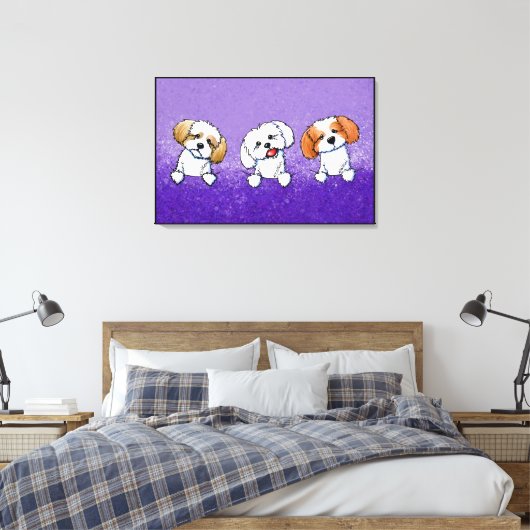 KiniArt Shih Tzu Trio Canvas Afdruk (Insitu (Slaapkamer))
