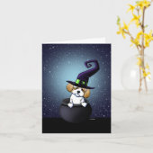 KiniArt Shih Tzu Witch Halloween Kaart (Gele Bloem)