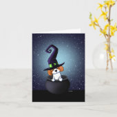 KiniArt Shih Tzu Witch Halloween Kaart (Gele Bloem)