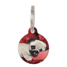 KiniArt Slaperige Pug Huisdier ID Tag