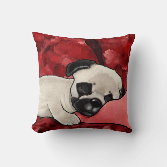 KiniArt Slaperige Pug Kussen (Voorkant)