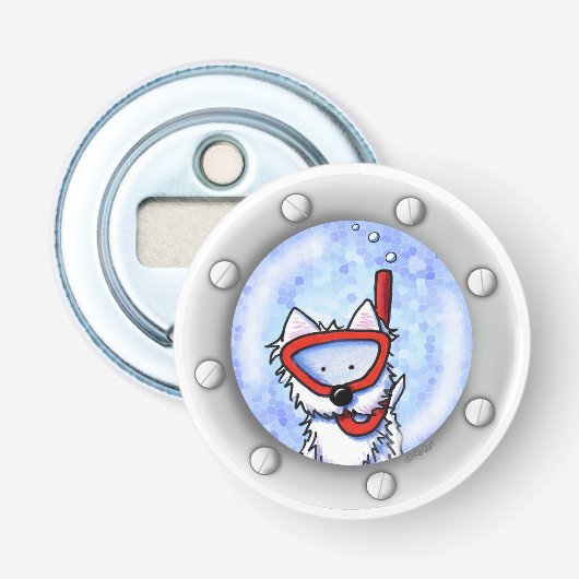 KiniArt Snorkel Westie Porthole Button Flesopener (Voorkant)