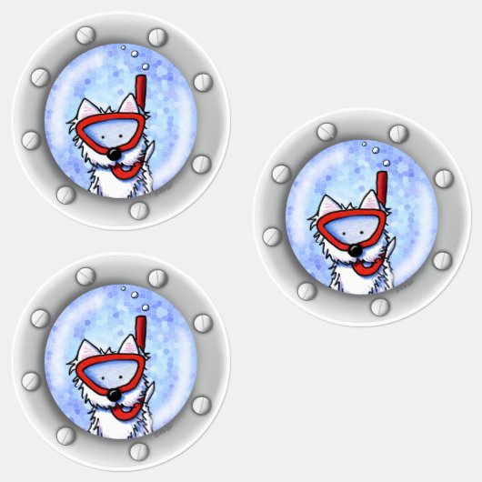 KiniArt Snorkel Westie Porthole Waterdicht Labels (Groep)