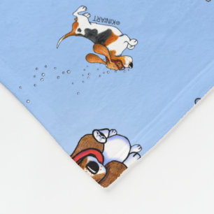 KiniArt Snorkeling Basset Hounds Sherpa Blanket Fleece Deken