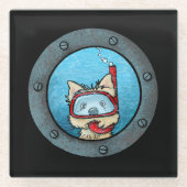 KiniArt Snorkeling Cairn Terrier Glazen Onderzetter (Voorkant)