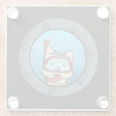 KiniArt Snorkeling Cairn Terrier Glazen Onderzetter (Achterkant)