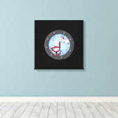 KiniArt Snorkeling Westie Terriers Porthole Canvas Afdruk (Insitu (Houten vloer))