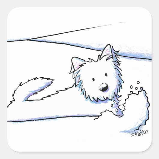 KiniArt Snow Plough Westie Vierkante Sticker (Voorkant)