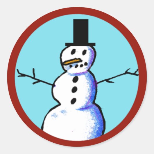 KiniArt Snowman Ronde Sticker (Voorkant)