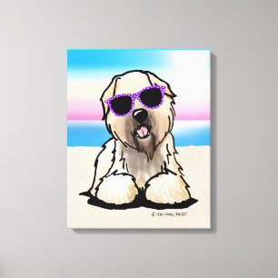 KiniArt Soft Coated Wheaten Terrier Dog Beach Canvas Afdruk