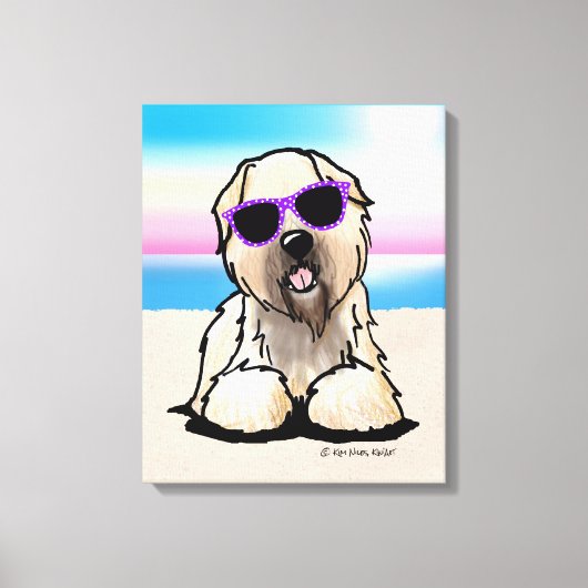 KiniArt Soft Coated Wheaten Terrier Dog Beach Canvas Afdruk (Voorkant)
