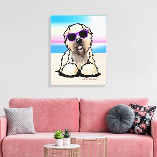 KiniArt Soft Coated Wheaten Terrier Dog Beach Canvas Afdruk (Insitu (Woonkamer))