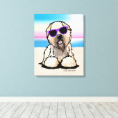 KiniArt Soft Coated Wheaten Terrier Dog Beach Canvas Afdruk (Insitu (Houten vloer))