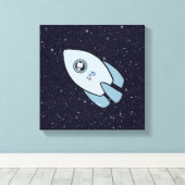 KiniArt Space Rakethond Westie Canvas Afdruk (Insitu (Houten vloer))
