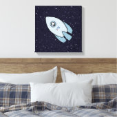 KiniArt Space Rocket Dog Westie Canvas Afdruk (Insitu (Slaapkamer))