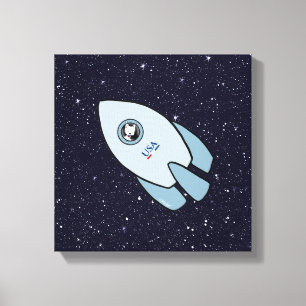 KiniArt Space Rocket Dog Westie Canvas Afdrukken