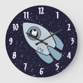 KiniArt Space Rocket Dog Westie Grote Klok