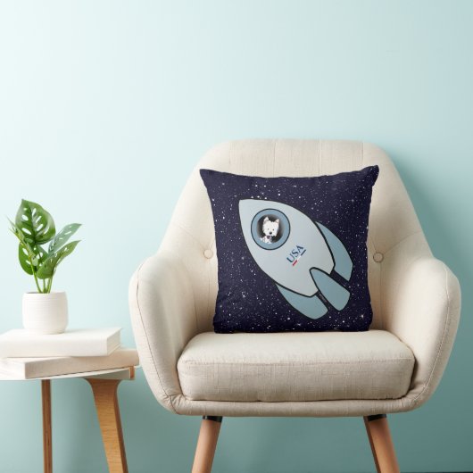 KiniArt Space Rocket Dog Westie Kussen (Stoel)