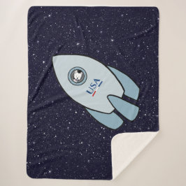 KiniArt Space Rocket Dog Westie Sherpa Blanket Deken