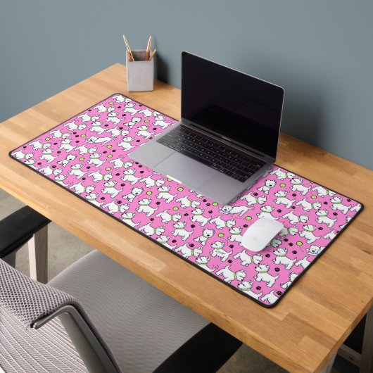 KiniArt Speelse Westies Roze Bureaumat (Kantoor 2)