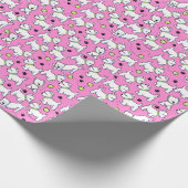 KiniArt Speelse Westies Roze Cadeaupapier (Hoek)
