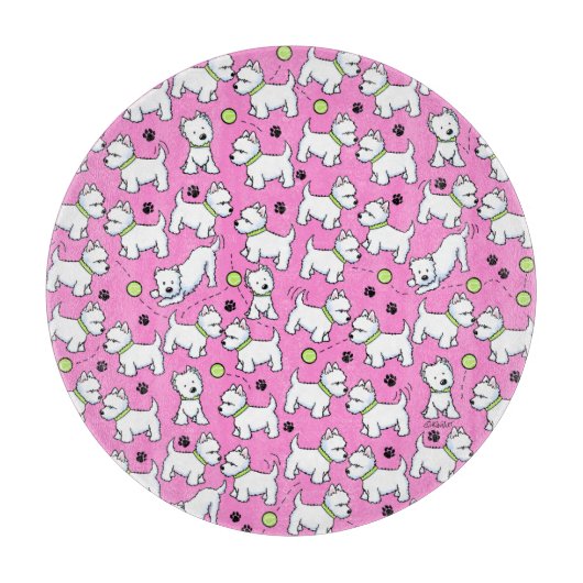 KiniArt Speelse Westies Snijplank (Voorkant)