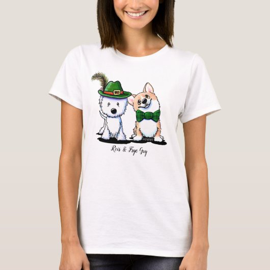 KiniArt St. Paddy's Westie en Corgi T-shirt (Voorkant)