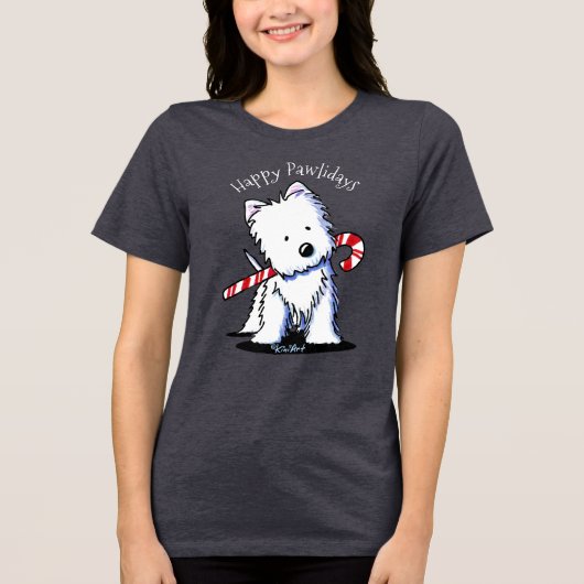 KiniArt Suikerstok Westie Tri-Blend Shirt (Voorkant)