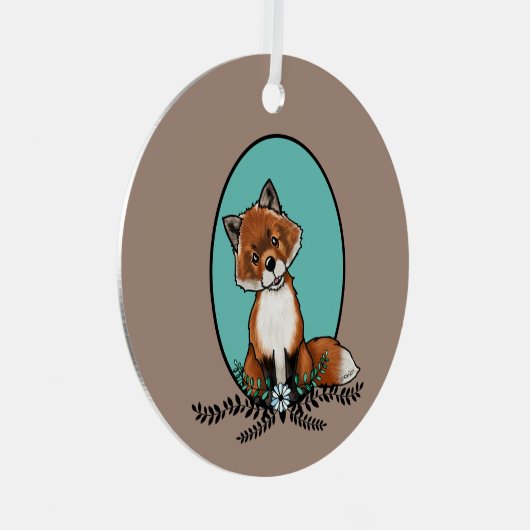 KiniArt Sweet Fox Metalen Ornament (Voorkant Rechts)