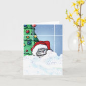 KiniArt Tabby Cat Kerstmis Kaart (Gele Bloem)