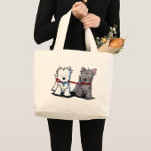 KiniArt Terrier Walking Buddies Grote Tote Bag (Voorkant (product))