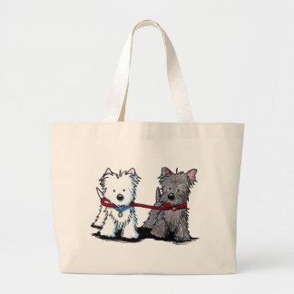 KiniArt Terrier Walking Buddies Grote Tote Bag