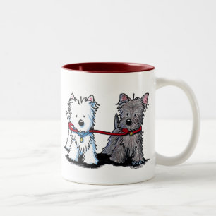 KiniArt Terrier Walking Buddies Tweekleurige Koffiemok