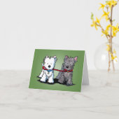 KiniArt Terrier Walking Buddies Wenskaart Kaart (Gele Bloem)
